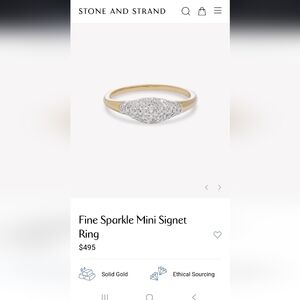 Stone and Strand Fine Sparkle Mini Signet Ring in Gold and White